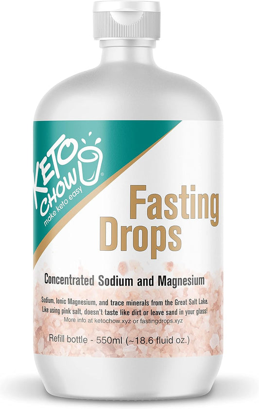 Keto Chow Fasting Drops - Sodium & Ionic Magnesium Supplement for Intermittent Fasting - Electrolyte Replenisher - 550ml Bottle