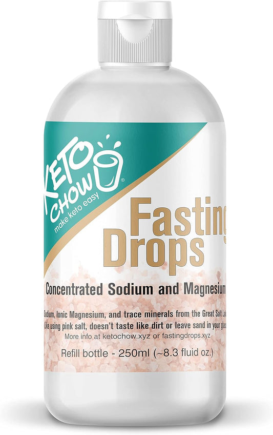 Keto Chow Fasting Drops: Sodium & Magnesium Supplement for Intermittent Fasting, Electrolyte Replenisher - 250ml Refill