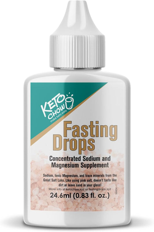 Keto Chow Fasting Drops | Sodium & Magnesium Supplement | Intermittent Fasting Minerals | Electrolyte Replenisher | On-The-Go Flask
