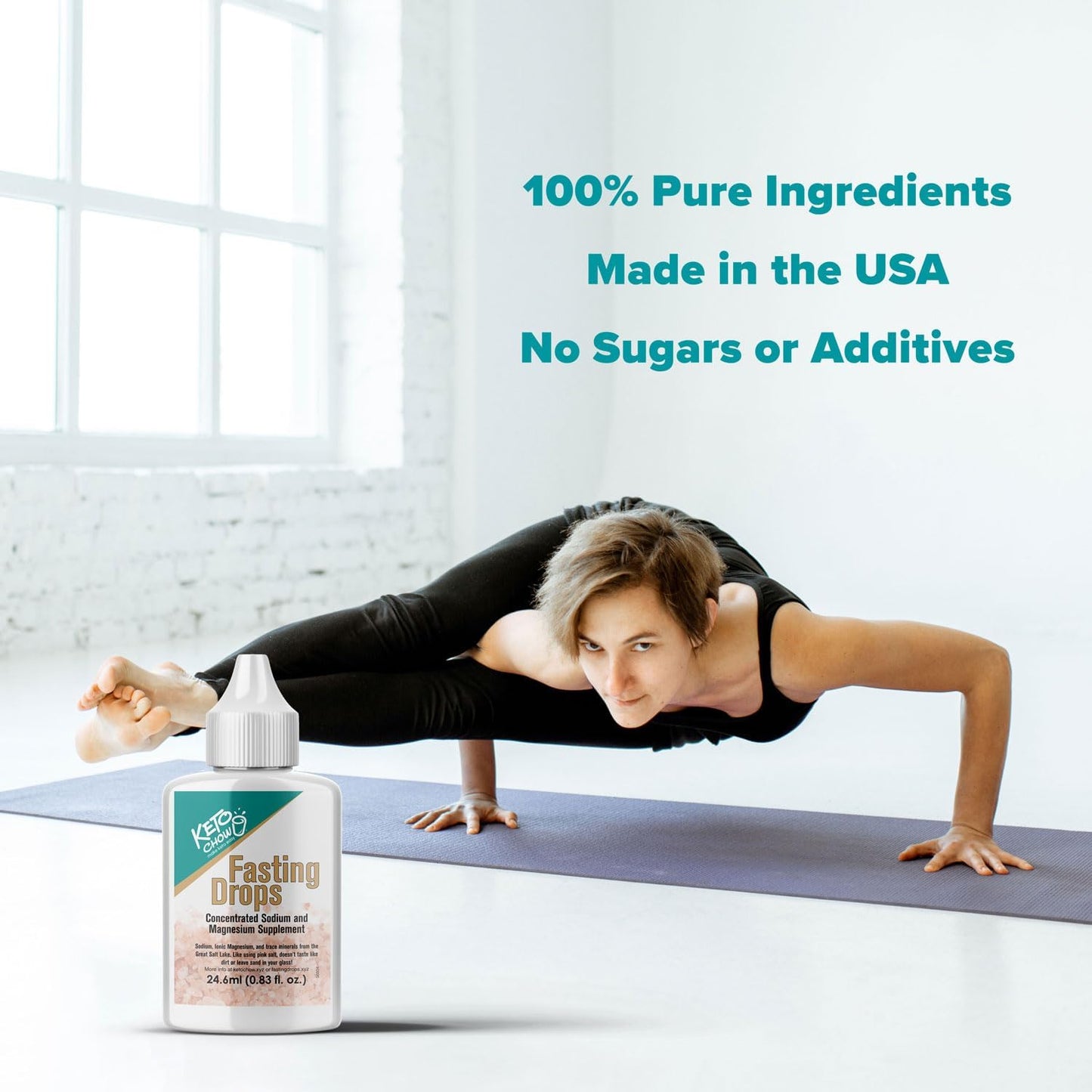 Keto Chow Fasting Drops | Sodium & Magnesium Supplement | Intermittent Fasting Minerals | Electrolyte Replenisher | On-The-Go Flask