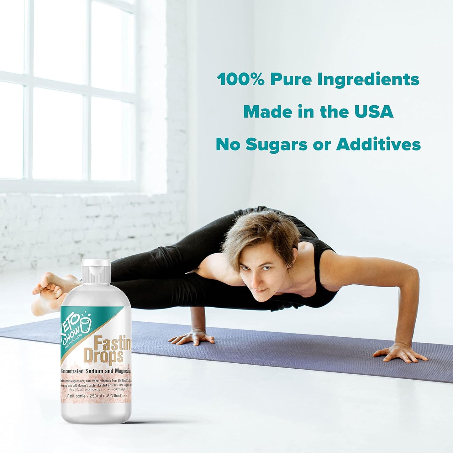 Keto Chow Fasting Drops: Sodium & Magnesium Supplement for Intermittent Fasting, Electrolyte Replenisher - 250ml Refill