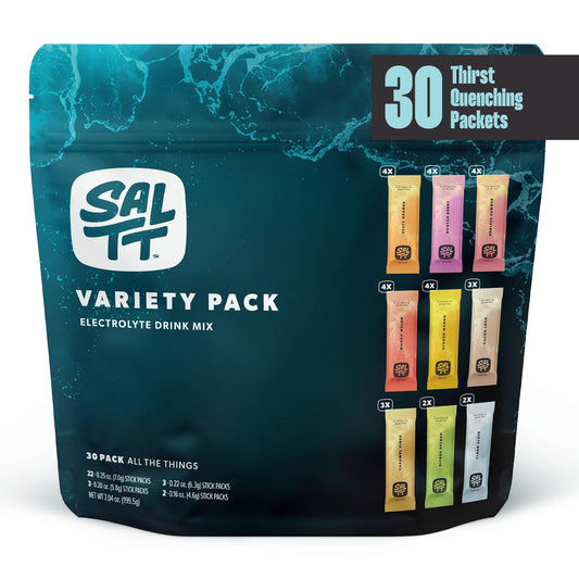 Keto Chow SALTT Electrolytes Drink Mix Variety Pack - 30 Hydration Packets with Magnesium, Potassium, Sodium, and Trace Minerals - Sugar & Gluten Free - Perfect for Travel