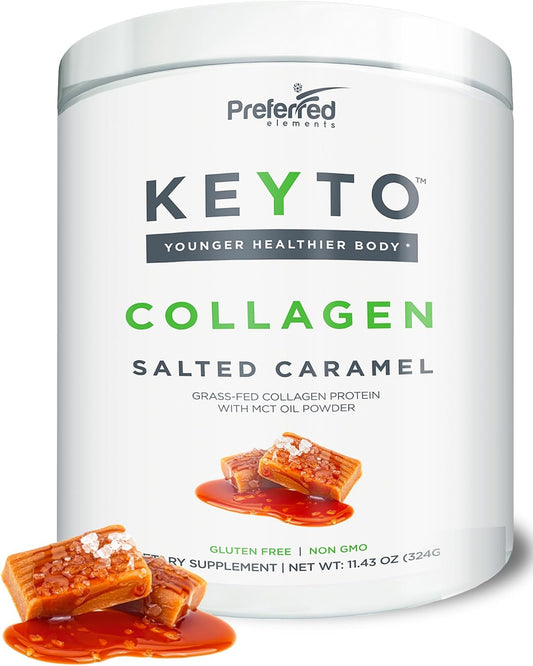 Keto Collagen Protein Powder with MCT Oil - Grass Fed Hydrolyzed Peptides, Paleo Friendly, Salted Caramel Flavor - BoostGo Australia