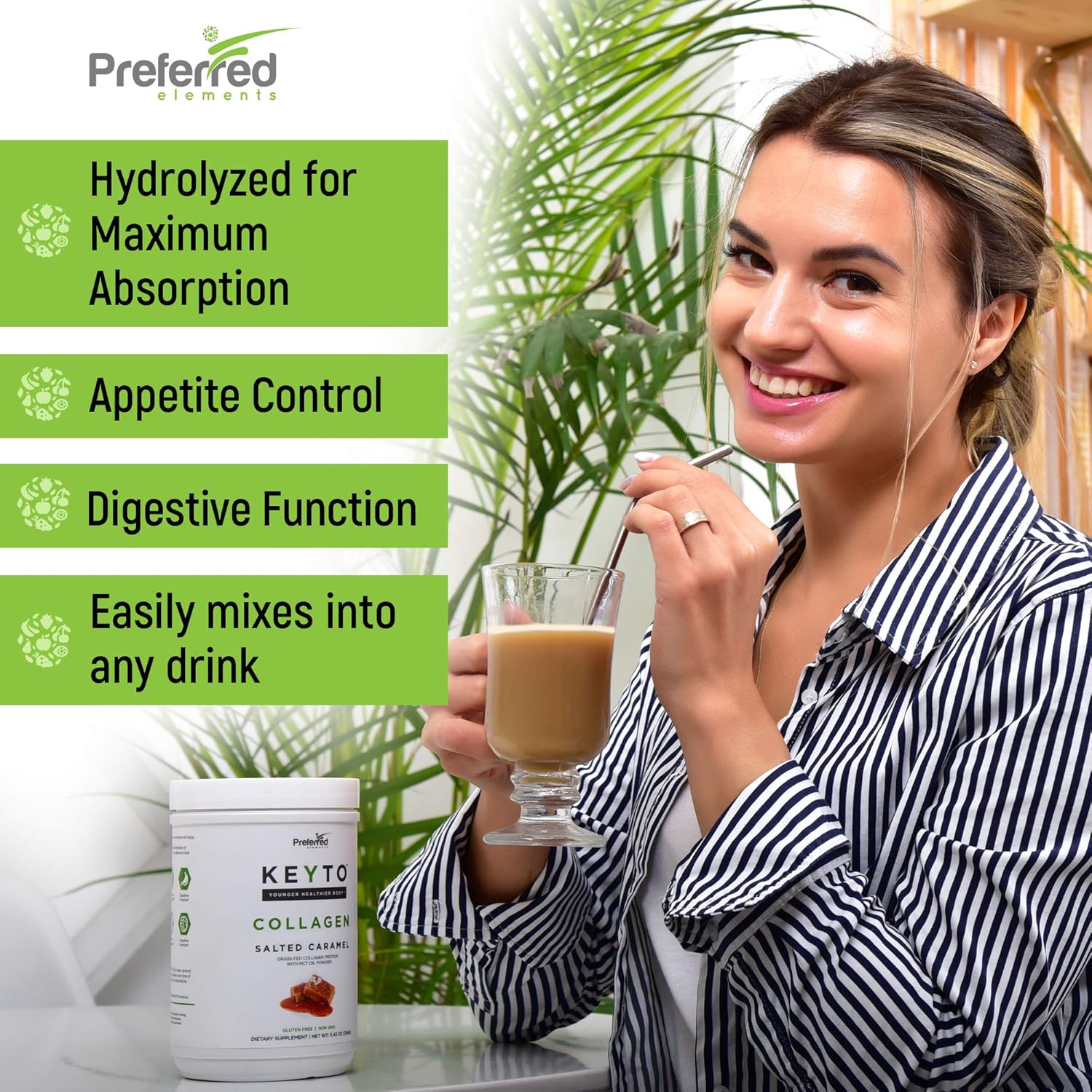 Keto Collagen Protein Powder with MCT Oil - Grass Fed Hydrolyzed Peptides, Paleo Friendly, Salted Caramel Flavor - BoostGo Australia
