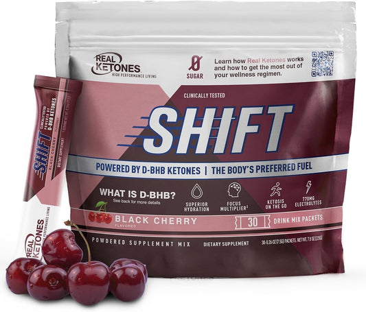 Keto Electrolytes Drink Mix Packets with BHB for Hydration - 30 Count Black Cherry Flavor