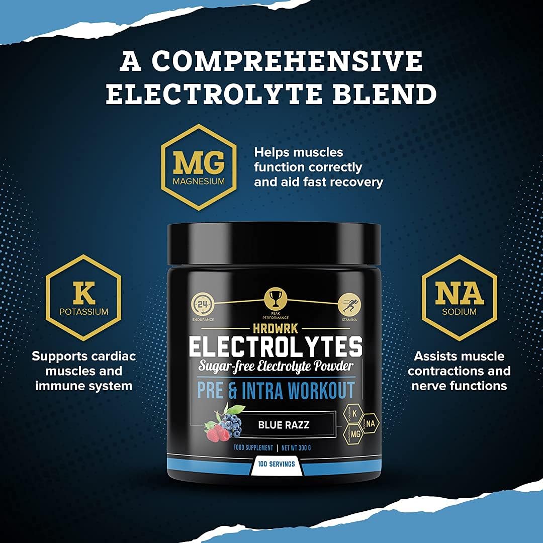 Keto Electrolytes Powder Set - MMA Nutrition HRDWRK - 100 Servings, Sugar Free Hydration Supplement to Enhance Endurance & Reduce Fatigue