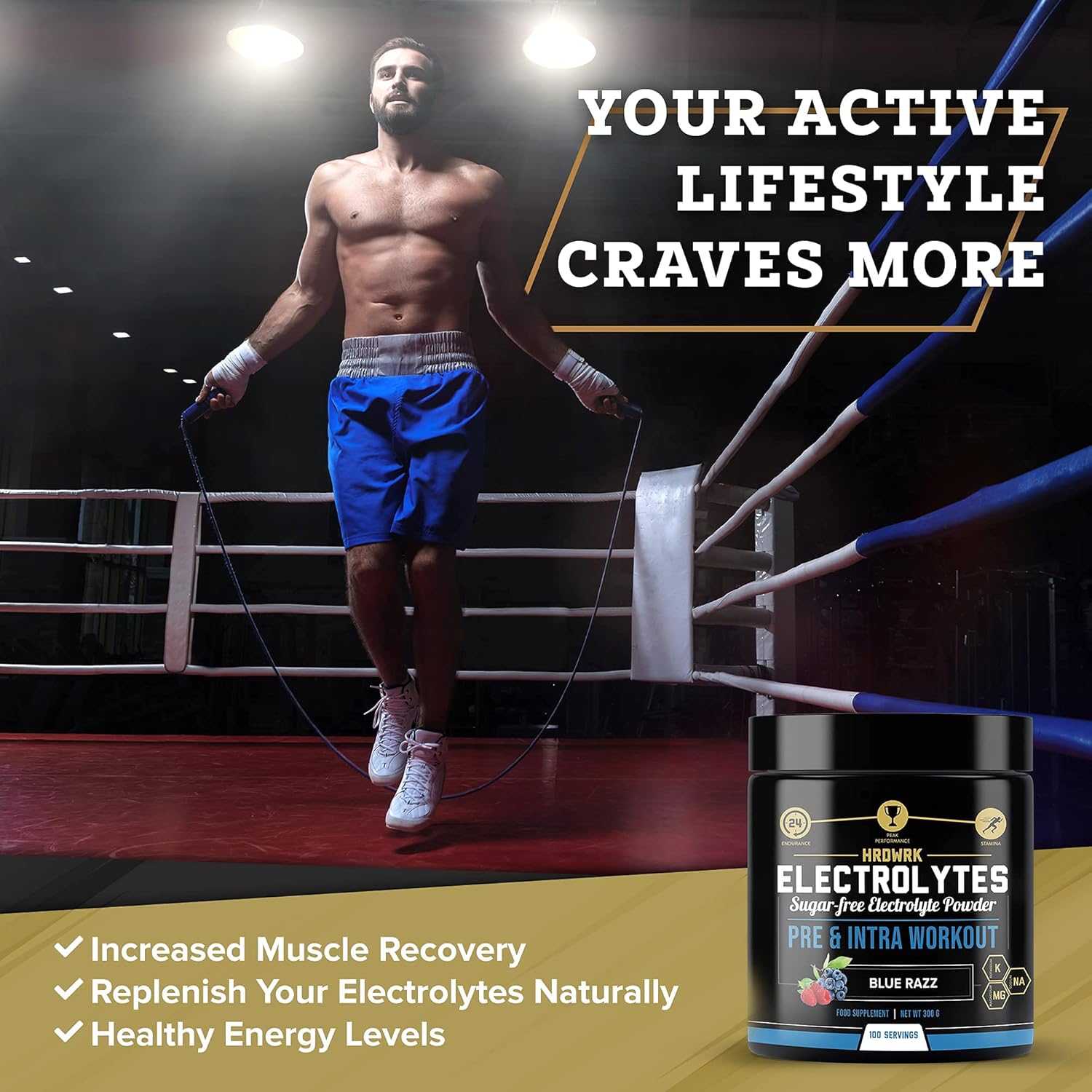 Keto Electrolytes Powder Set - MMA Nutrition HRDWRK - 100 Servings, Sugar Free Hydration Supplement to Enhance Endurance & Reduce Fatigue