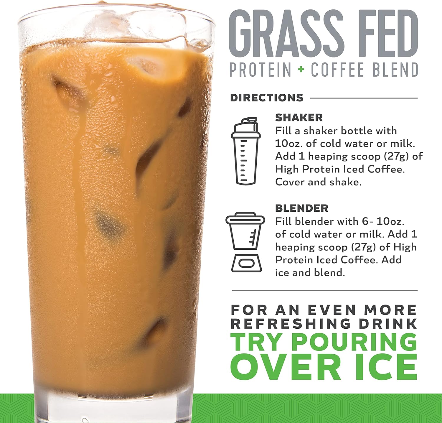 Keto-Friendly Chocolate Iced Coffee with 18g Protein - Natural Ingredients, Low Carb - 18 Servings