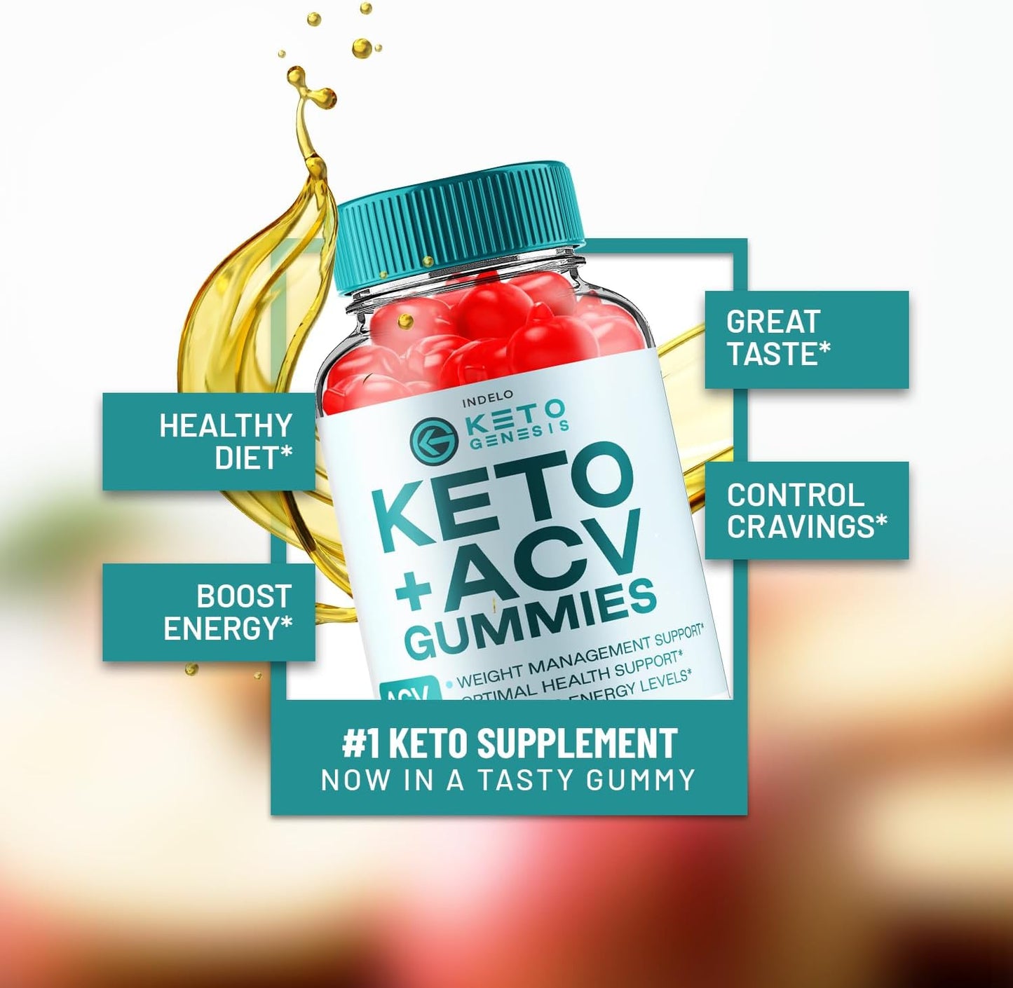 Keto Genesis ACV Gummies 1000mg - 2 Pack for Weight Management + Dietary Supplement - Apple Cider Vinegar Gummies (120 Gummies)