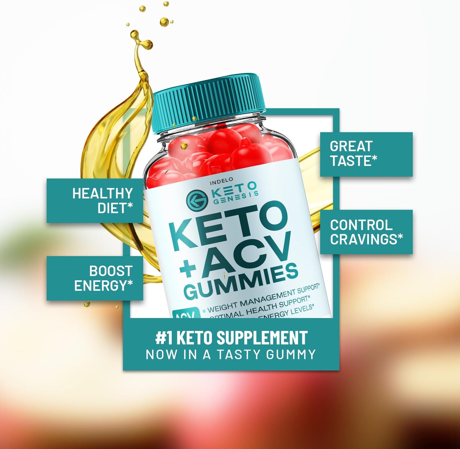 Keto Genesis ACV Gummies 1000mg - 2 Pack for Weight Management + Dietary Supplement - Apple Cider Vinegar Gummies (120 Gummies)