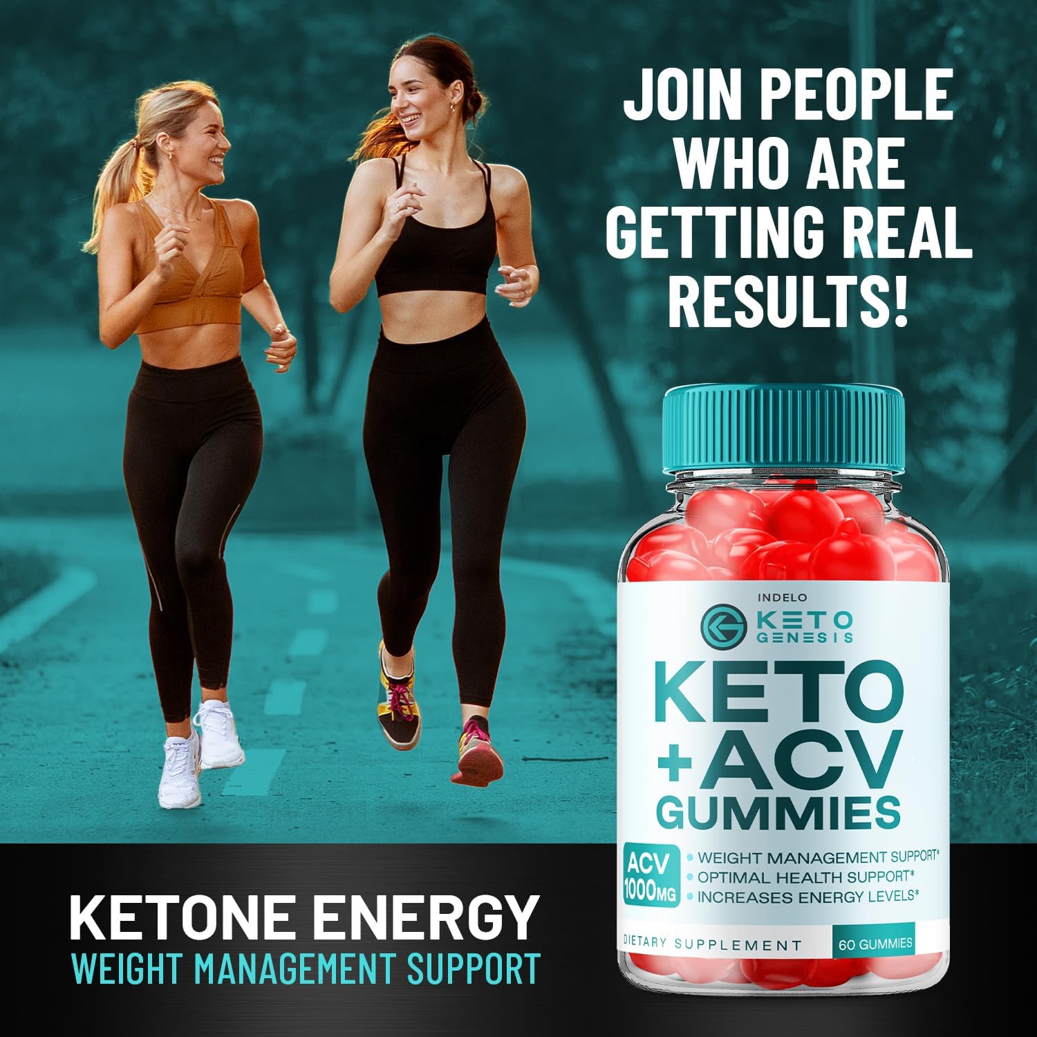Keto Genesis ACV Gummies 1000mg - 2 Pack for Weight Management + Dietary Supplement - Apple Cider Vinegar Gummies (120 Gummies)