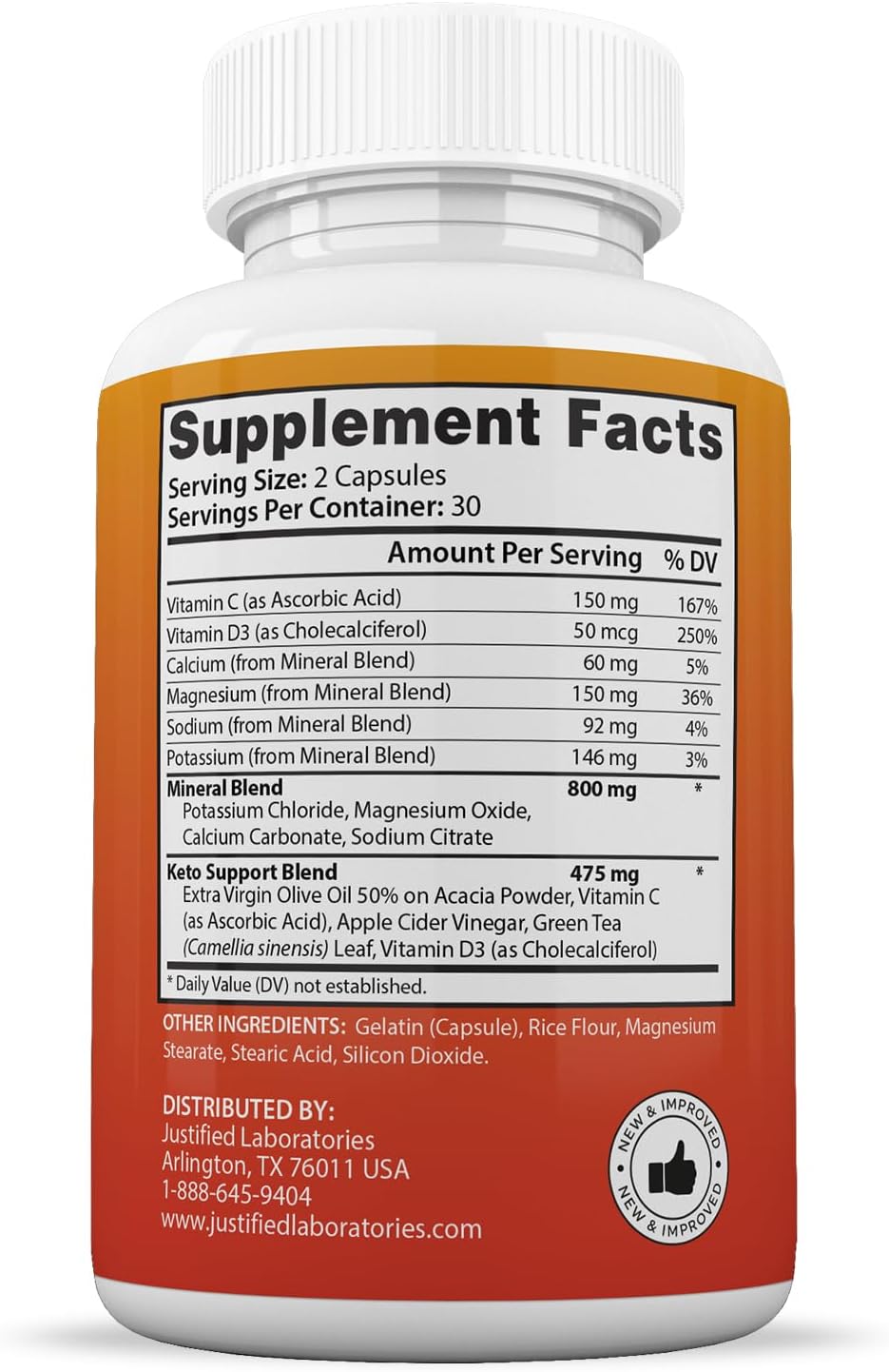 Keto GT Keto Pills 1275MG with Apple Cider Vinegar, Olive Oil, and Green Tea Leaf - New Formula - 60 Capsules