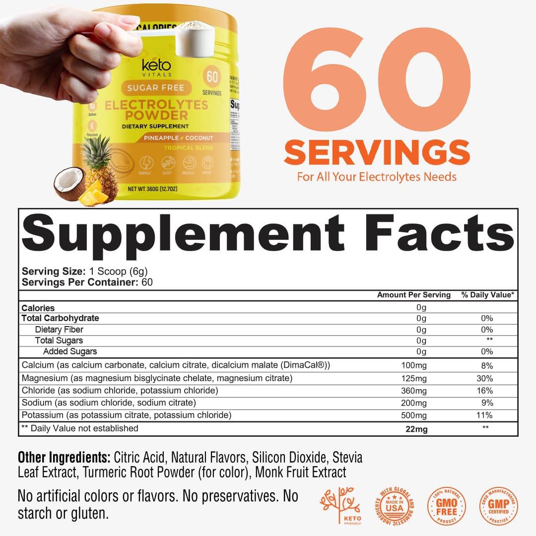 Keto Vitals Pineapple Coconut & Cherry Limeade Electrolytes Powder Bundle - 2 Pack Keto Electrolytes with Potassium, Magnesium, Sodium, Calcium