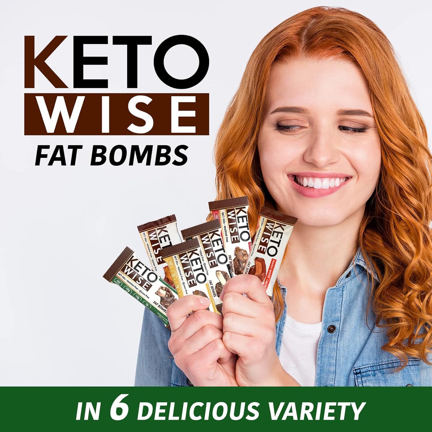 Keto Wise Chocolate Fat Bombs with MCT Oil - Low Carb Snack, 7g Fat, 2g Net Carbs - Peanut Caramel Nougat, Pack of 16