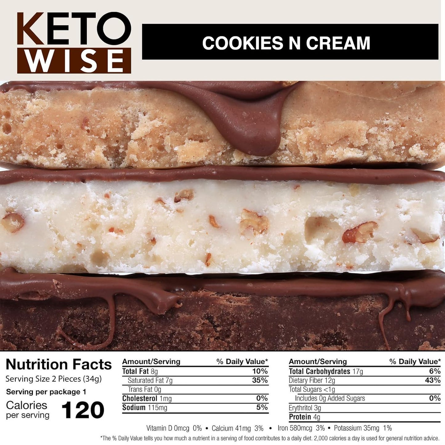 Keto Wise Cookies N Cream Fat Bombs - 16 Count Pack for Weight Loss Support