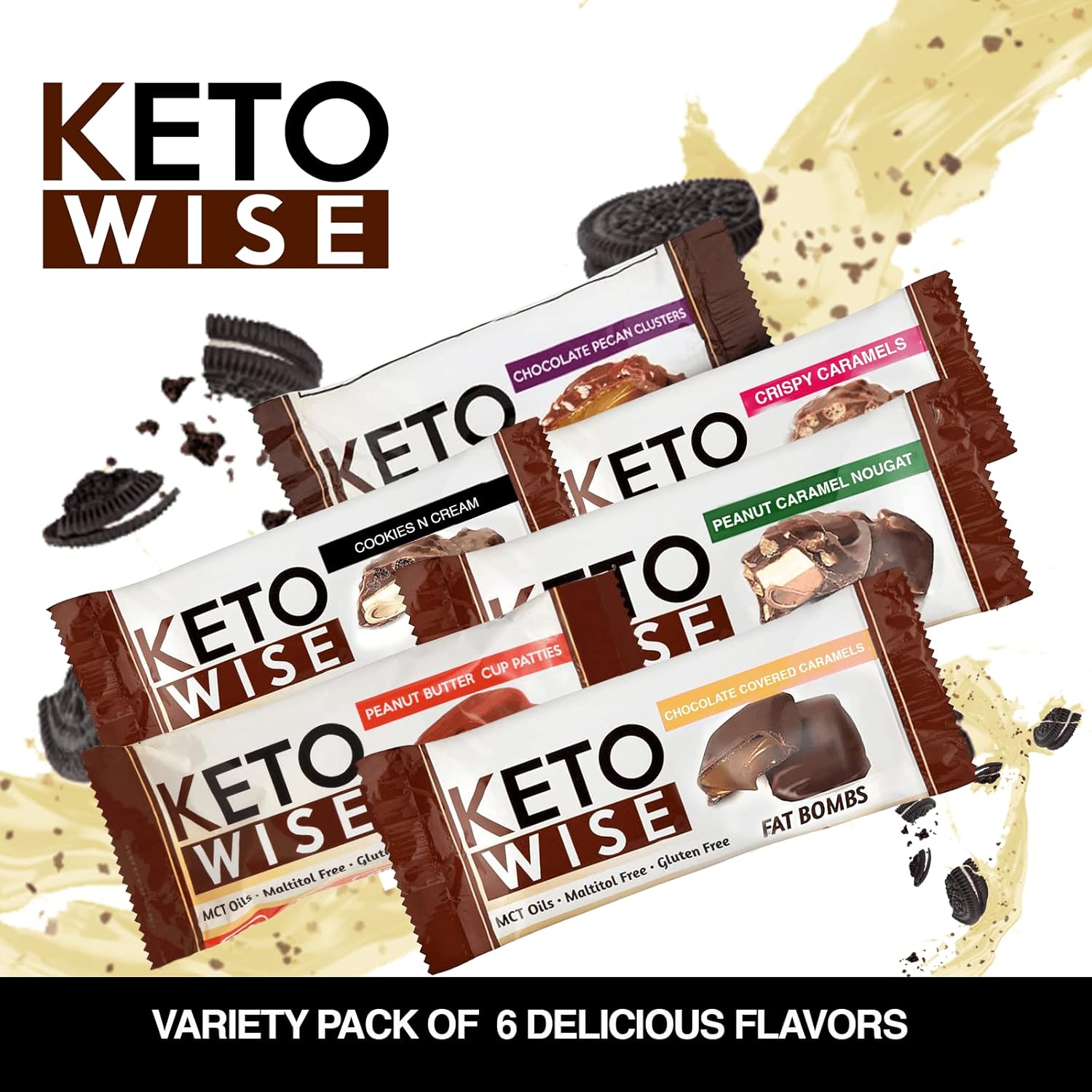Keto Wise Cookies N Cream Fat Bombs - 16 Count Pack for Weight Loss Support