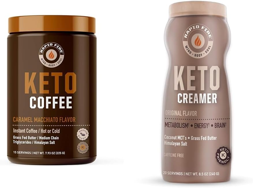 Ketogenic Coffee Mix Caramel Macchiato with MCT Creamer for Rapid Weight Loss and Metabolism Support - Available in 7.93 and 8.5 Ounces