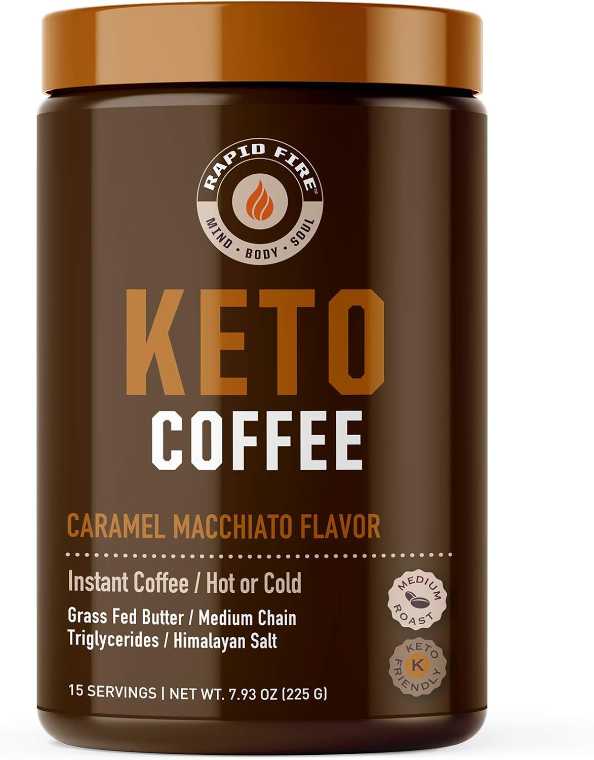 Ketogenic Coffee Mix Caramel Macchiato with MCT Creamer for Rapid Weight Loss and Metabolism Support - Available in 7.93 and 8.5 Ounces