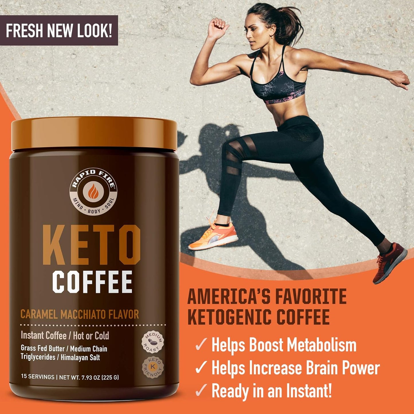Ketogenic Coffee Mix Caramel Macchiato with MCT Creamer for Rapid Weight Loss and Metabolism Support - Available in 7.93 and 8.5 Ounces