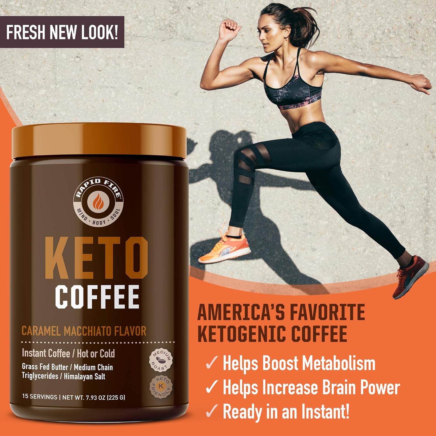 Ketogenic Coffee Mix Caramel Macchiato with MCT Creamer for Rapid Weight Loss and Metabolism Support - Available in 7.93 and 8.5 Ounces