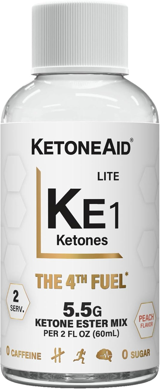 KetoneAid KE1 Ketone Ester Drink Shot | 60% D-BHB Ester, 40% Reduced Salt | No Sugar, No Caffeine | Ready to Drink | 2 Servings | 1 Bottle