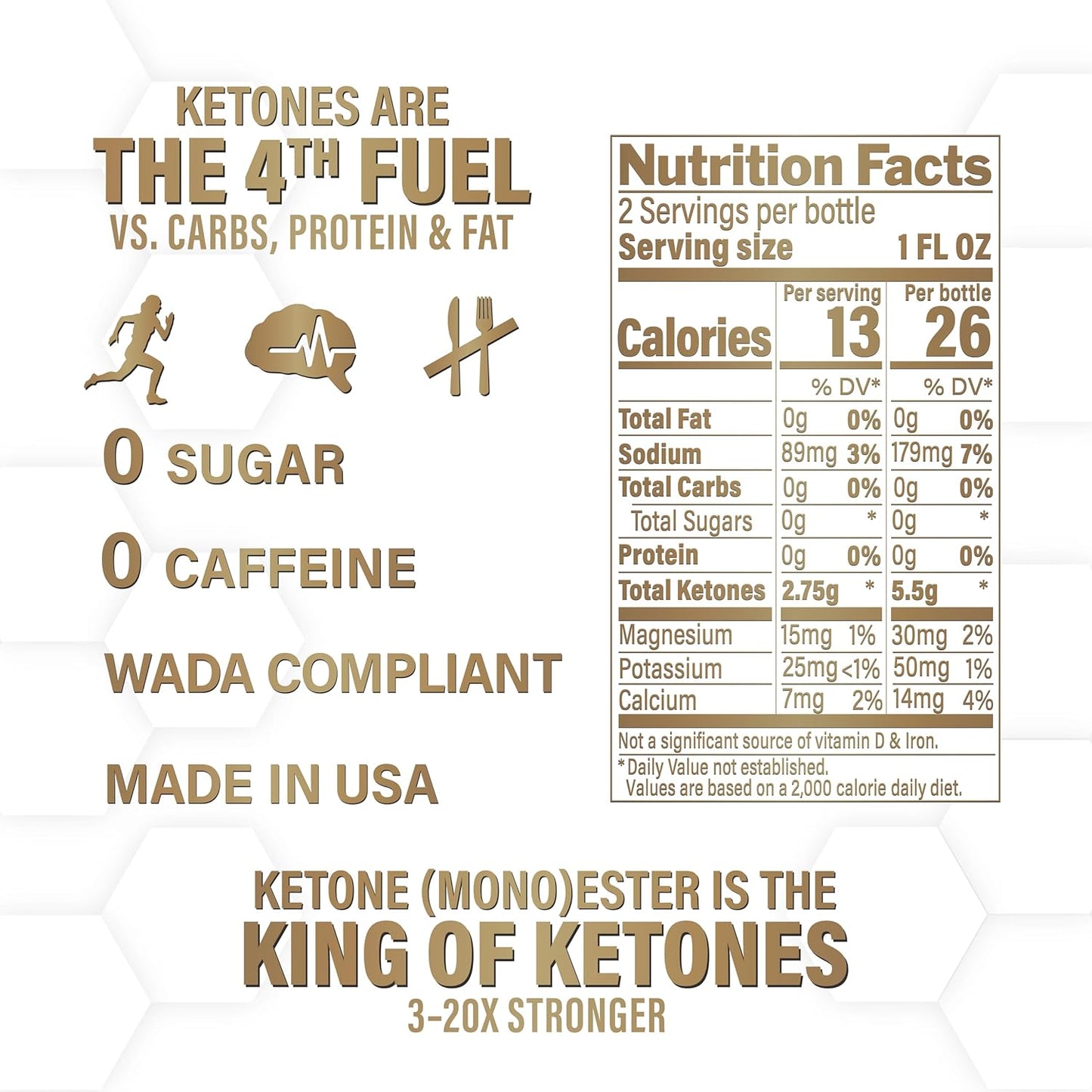 KetoneAid KE1 Ketone Ester Drink Shot | 60% D-BHB Ester, 40% Reduced Salt | No Sugar, No Caffeine | Ready to Drink | 2 Servings | 1 Bottle