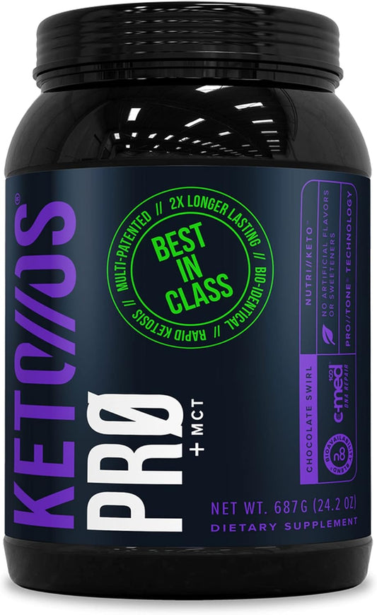 Keto//OS Pro Chocolate Swirl + MCT Ketones Supplement - Energy Boost, Digestion Support, Anti-Aging - 30 Servings