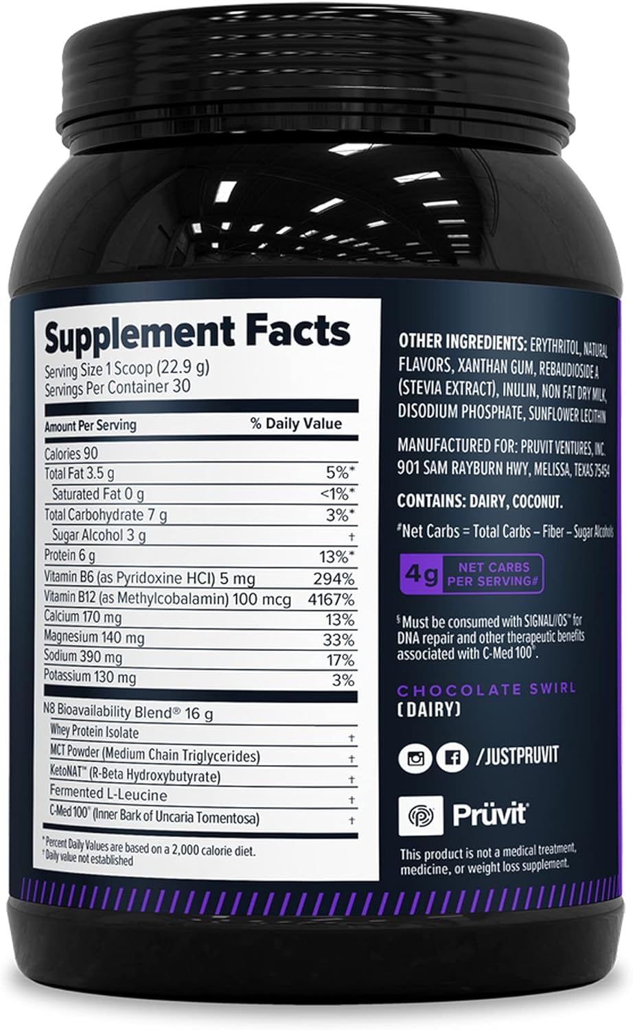 Keto//OS Pro Chocolate Swirl + MCT Ketones Supplement - Energy Boost, Digestion Support, Anti-Aging - 30 Servings