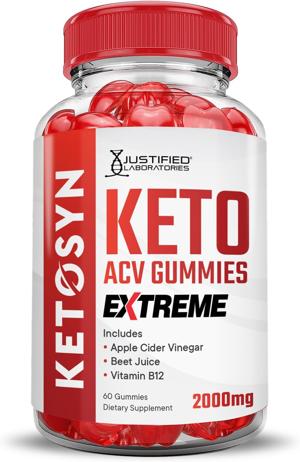 Ketosyn Keto ACV Gummies - 3 Pack of Extreme 2000MG Apple Cider Vinegar Gummies with Pomegranate Beet Juice Powder B12 - Vegan & Non GMO - 180 Gummies