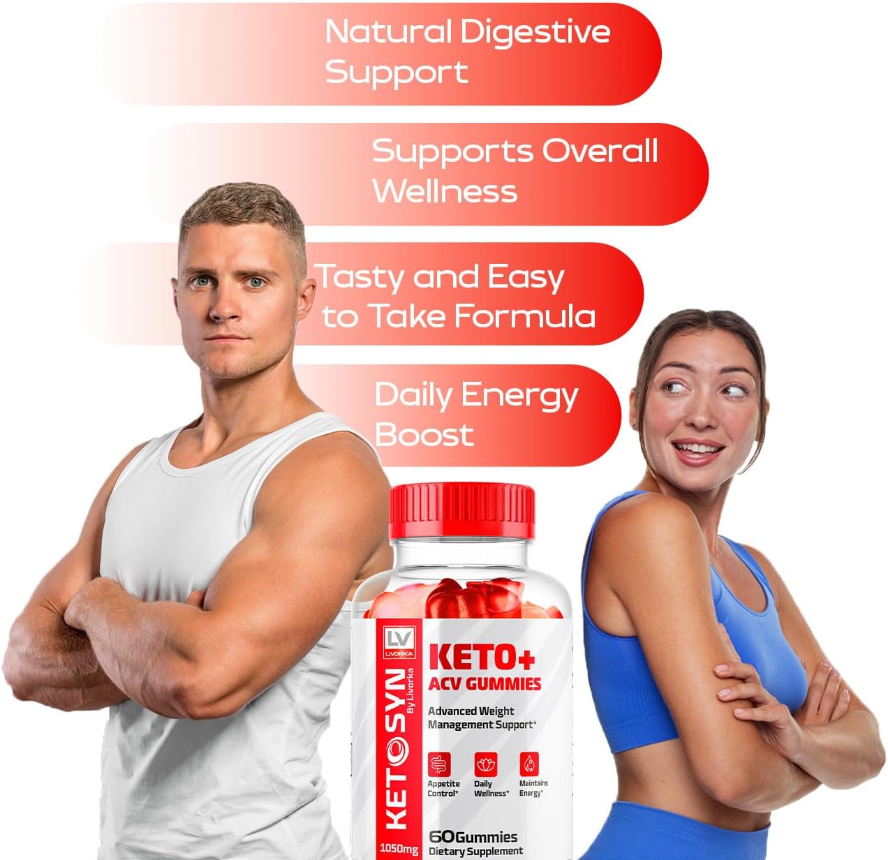 Ketosyn Keto ACV Gummies (2 Pack) - 1050 MG, 120 Gummies for 2 Months