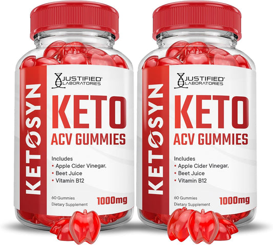 Ketosyn Keto ACV Gummies (2 Pack) - Advanced Formula with Pomegranate & B12 - Vegan Non GMO - 120 Gummys - BoostGo Australia