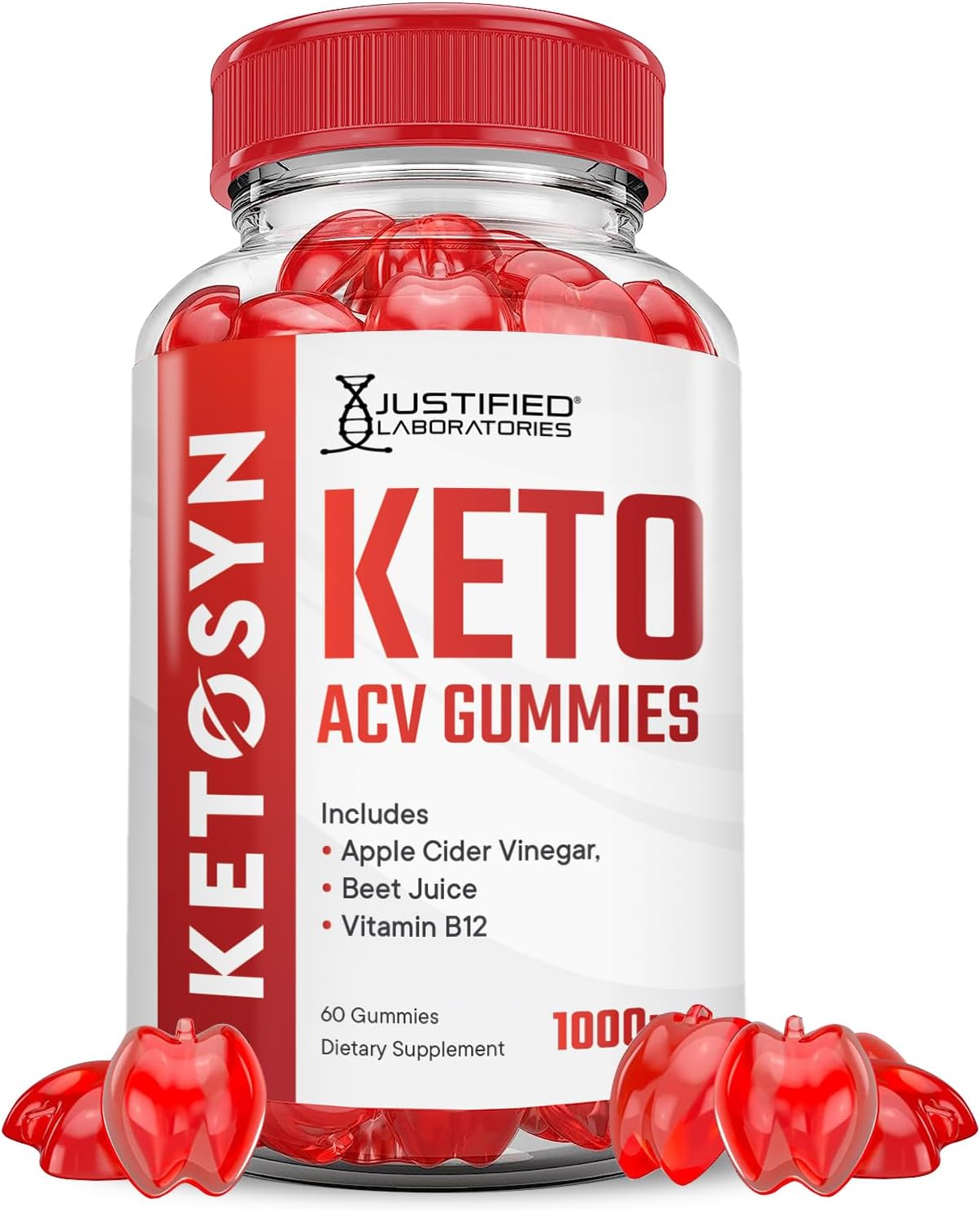 Ketosyn Keto ACV Gummies: Advanced 1000MG Formula with Pomegranate Beet Juice Powder - Vegan, Non GMO (60 Gummies)