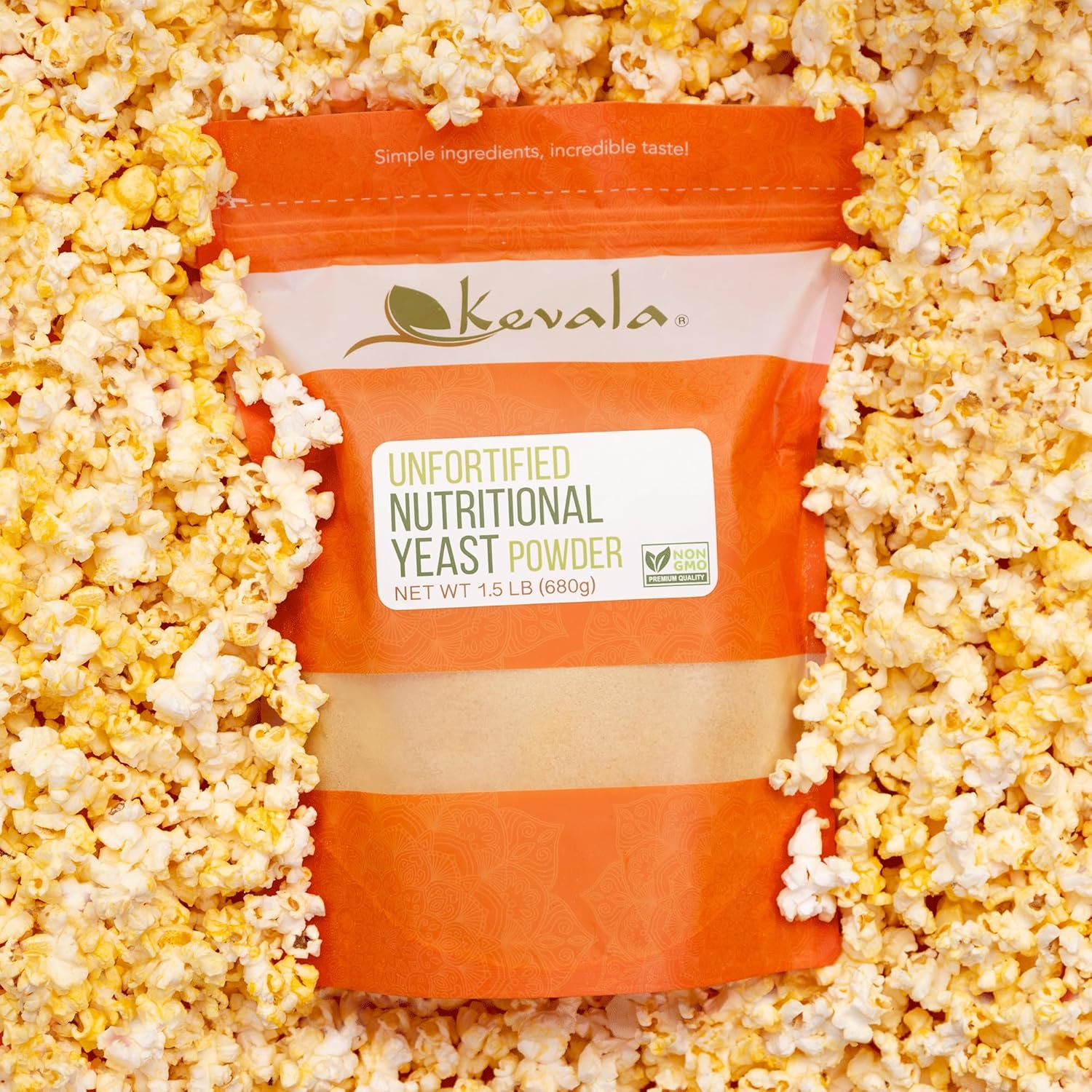 Kevala Unfortified Nutritional Yeast Powder - Vegan Parmesan Cheese Substitute for Snacks, Popcorn, and Baking - 1.5 lb