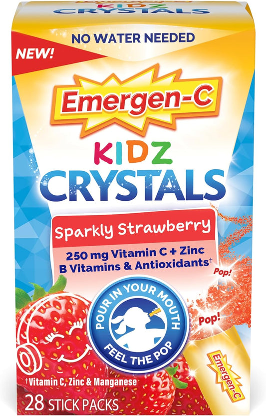 Kid-Friendly Immune Support Crystals with Vitamin C, B Vitamins, Zinc, and Manganese - 28 Packets