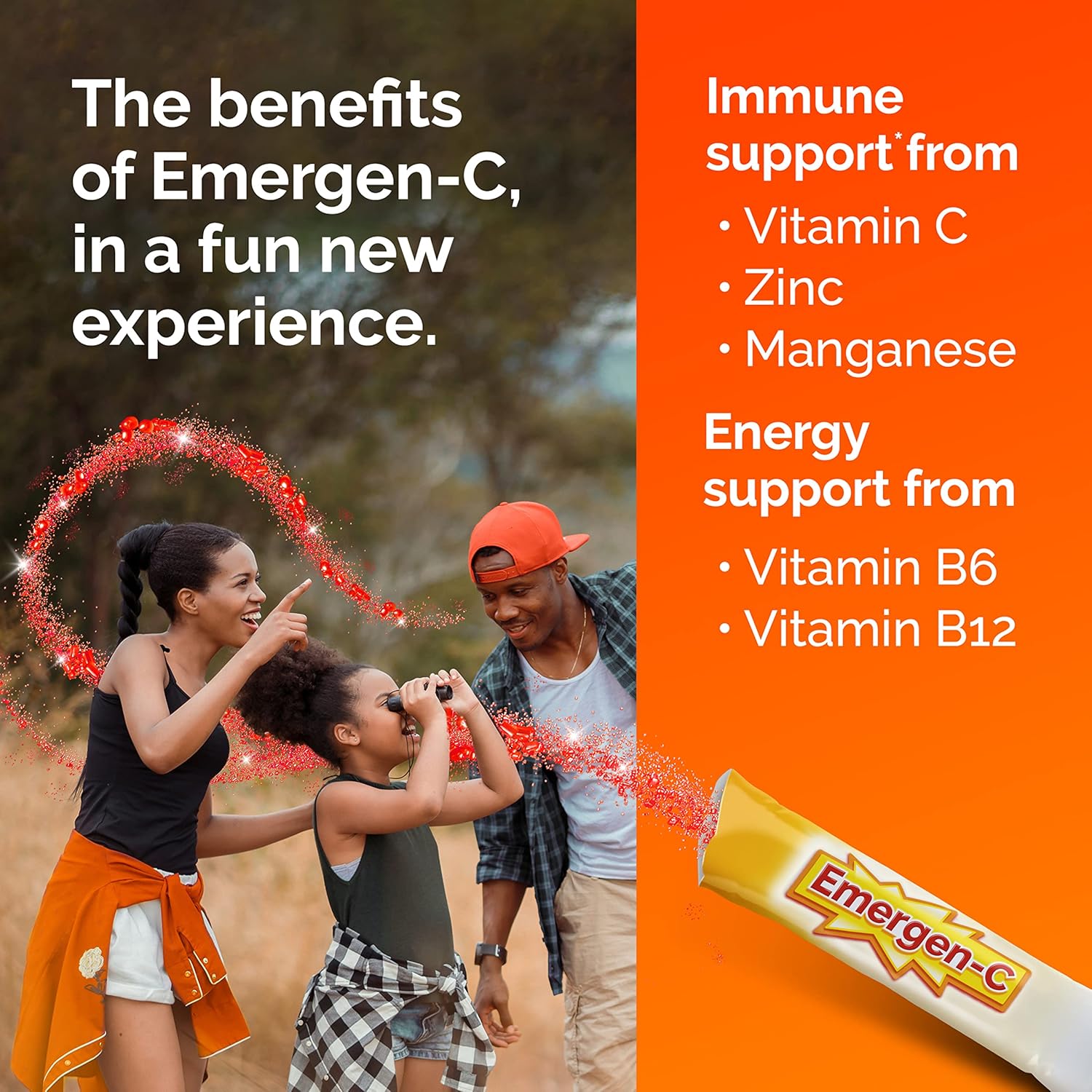 Kid-Friendly Immune Support Crystals with Vitamin C, B Vitamins, Zinc, and Manganese - 28 Packets