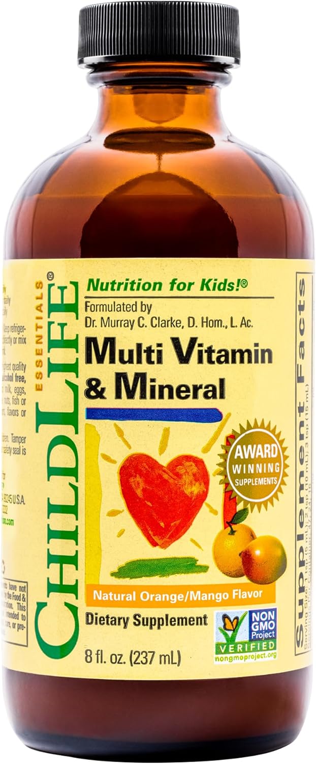 KidLife Essentials Liquid Multivitamin - Children's Vitamins with Minerals, Toddler & Baby Multivitamins - Natural Orange & Mango Flavor - 8 Fl Oz