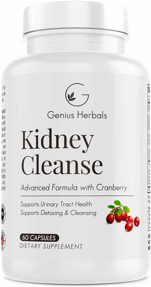 Kidney Cleanse Advanced Formula with Cranberry Extract - Detox & Cleanse for Kidney, Urinary Tract, Bladder - 60 Capsules