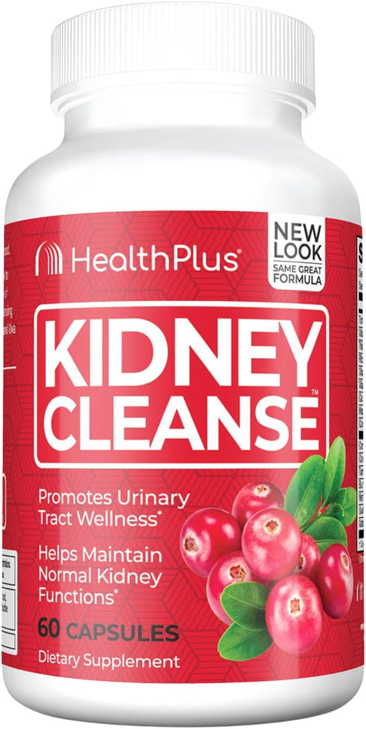 Kidney Cleanse Supplement with Cranberry Extract, Turmeric Root, CoQ10 - Supports Healthy Kidney Function & Urinary Tract Wellness - 60 Capsules