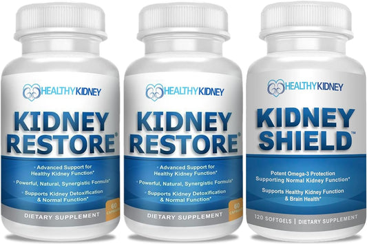 Kidney Restore & Shield: Kidney Health Supplement for Normal Function - 60 caps, 2 Pack + 120 Caps