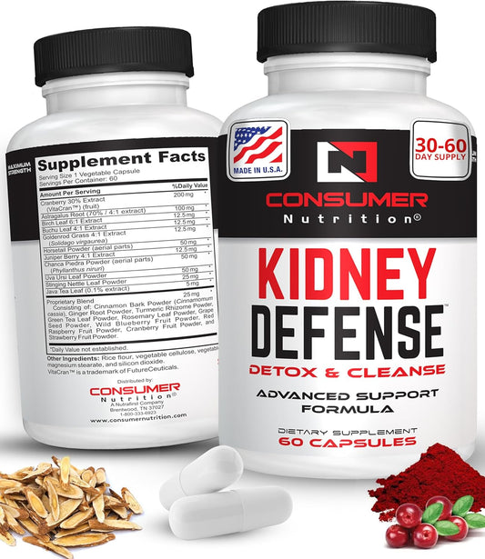 Kidney Support Supplement with Cranberry Extract & Astragalus Root - Urinary Tract & Bladder Health - 60 Capsules