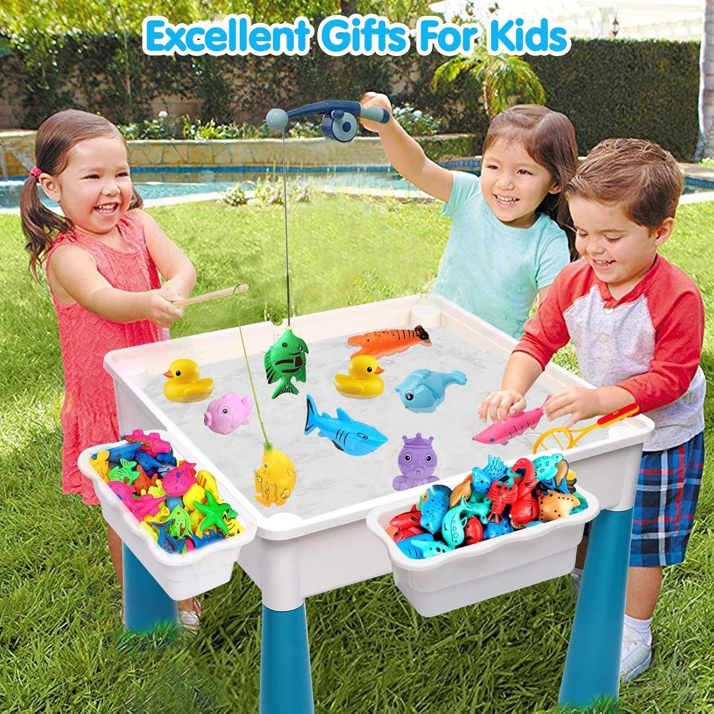 Kids Activity Table with Marble Run Building Blocks - STEM Toys for Boys & Girls, Ages 3-6 - Includes Chairs, Water Table, and Sand Table - 152Pcs Blocks