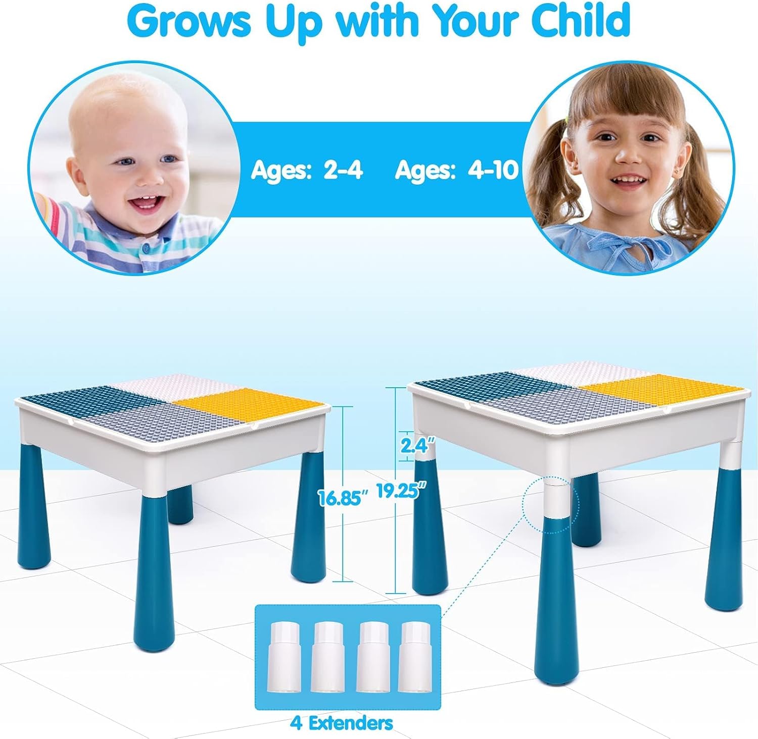 Kids Activity Table with Marble Run Building Blocks - STEM Toys for Boys & Girls, Ages 3-6 - Includes Chairs, Water Table, and Sand Table - 152Pcs Blocks