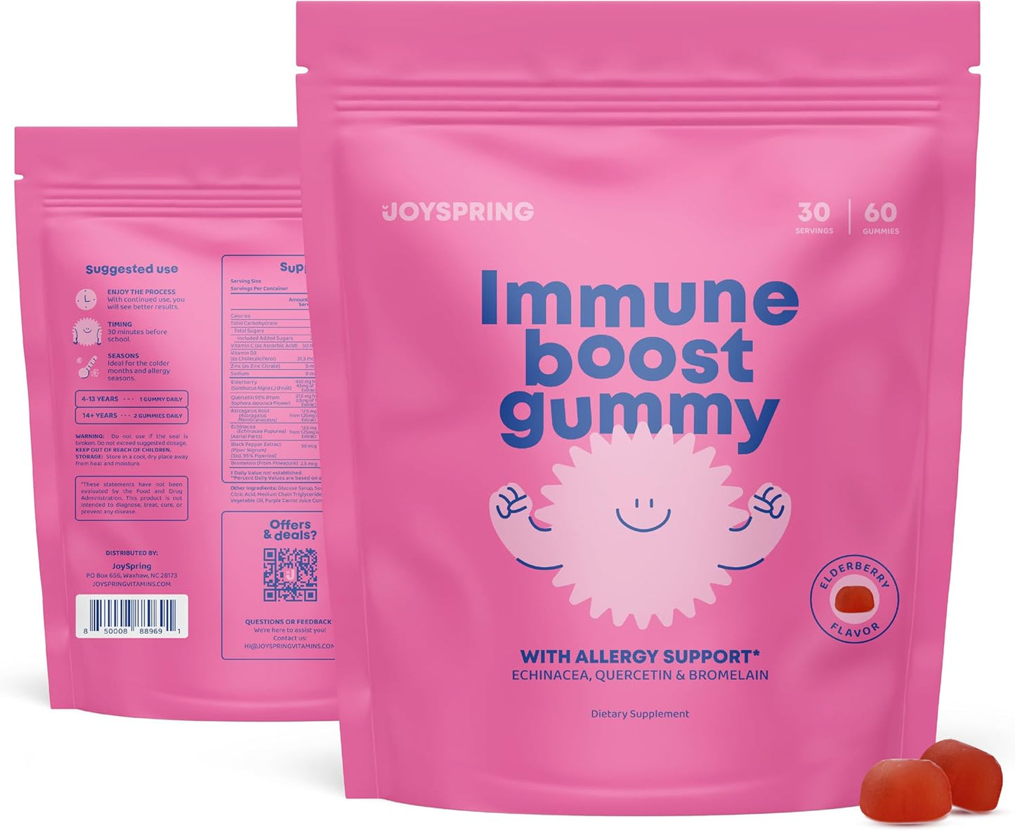 Kids Brain Supplement & Immune Support Gummies - Boost Immune Health with JoySpring Genius Drops