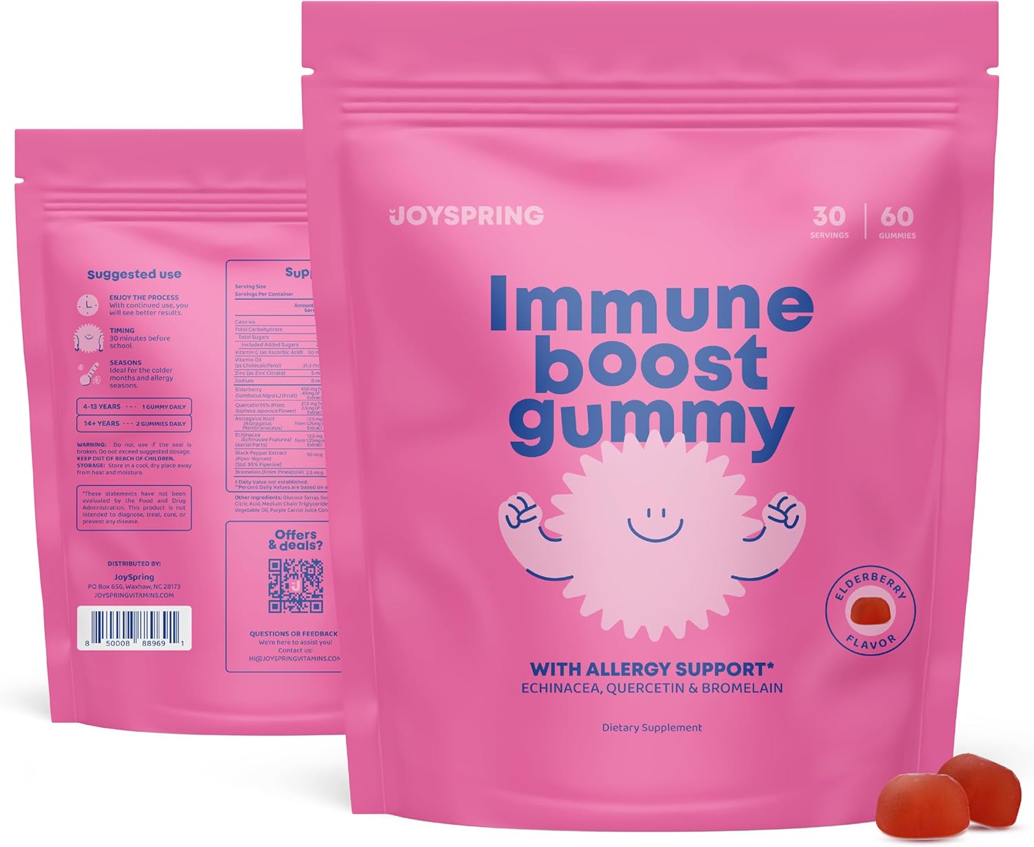 Kids Brain Supplement & Immune Support Gummies - Boost Immune Health with JoySpring Genius Drops
