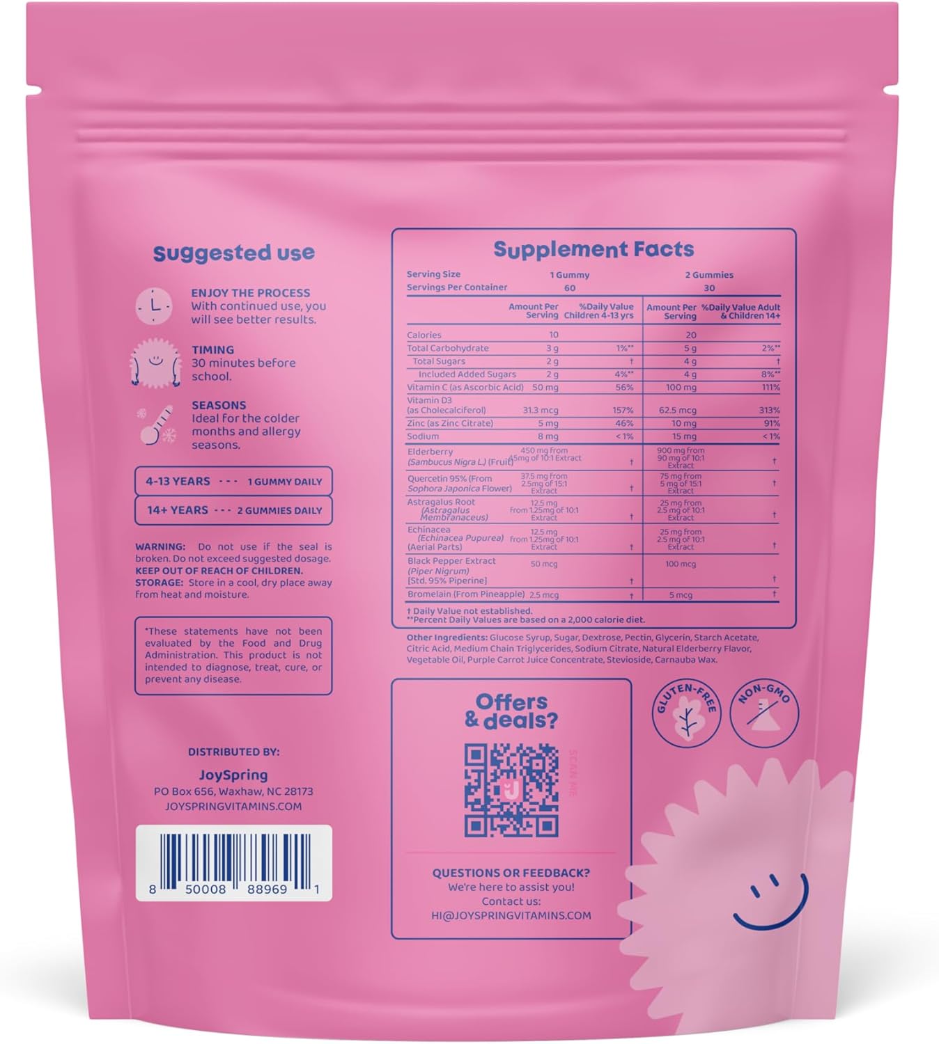 Kids Brain Supplement & Immune Support Gummies - Boost Immune Health with JoySpring Genius Drops