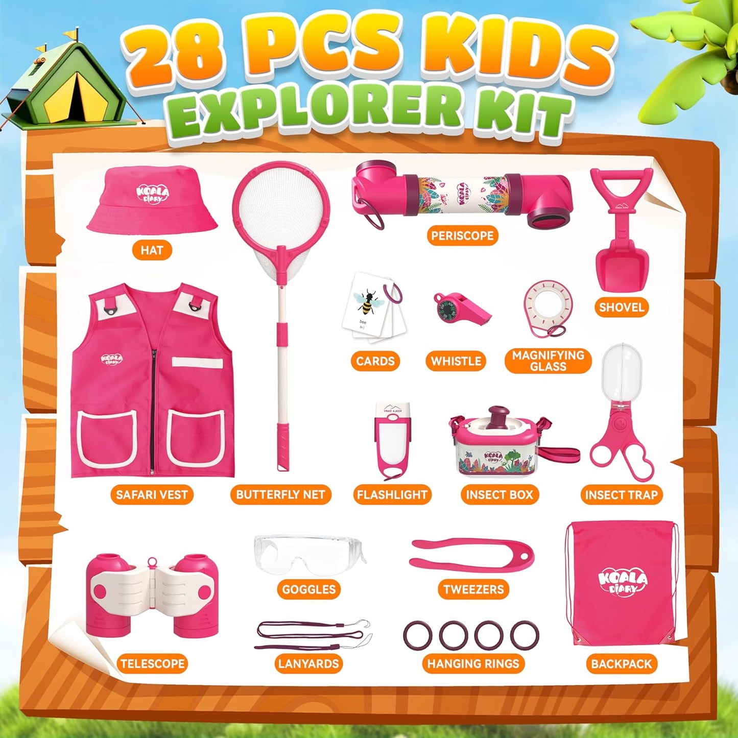 Kids Bug Catcher Kit: 28 Piece Kids Explorer Set for Outdoor Adventure - Nature Exploration Toys for Kids 3+ Years Old