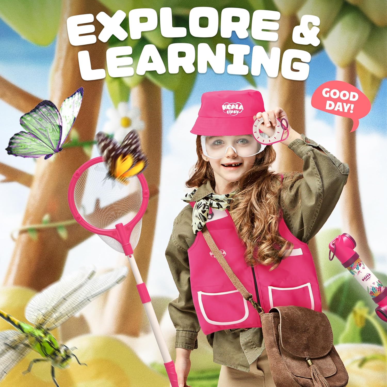 Kids Bug Catcher Kit: 28 Piece Kids Explorer Set for Outdoor Adventure - Nature Exploration Toys for Kids 3+ Years Old