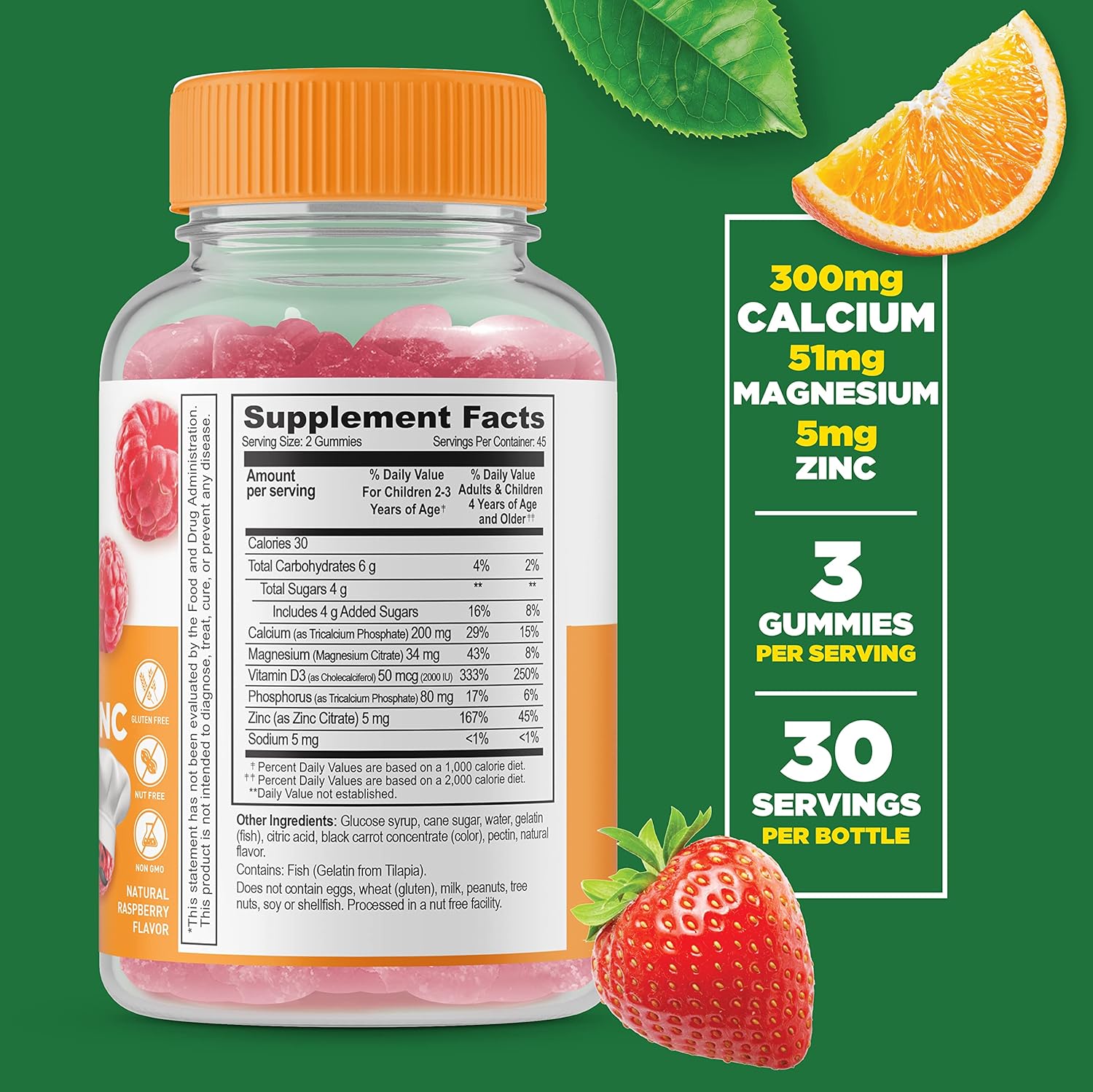 Kids Bundle: Calcium Magnesium Zinc & Turmeric Curcumin Gummies - Vitamin Supplement, Gluten & GMO Free