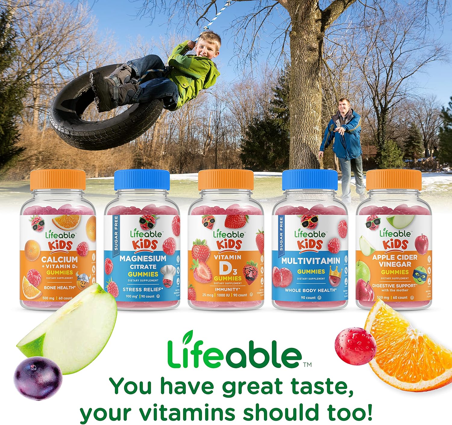 Kids Bundle: Calcium Magnesium Zinc & Turmeric Curcumin Gummies - Vitamin Supplement, Gluten & GMO Free