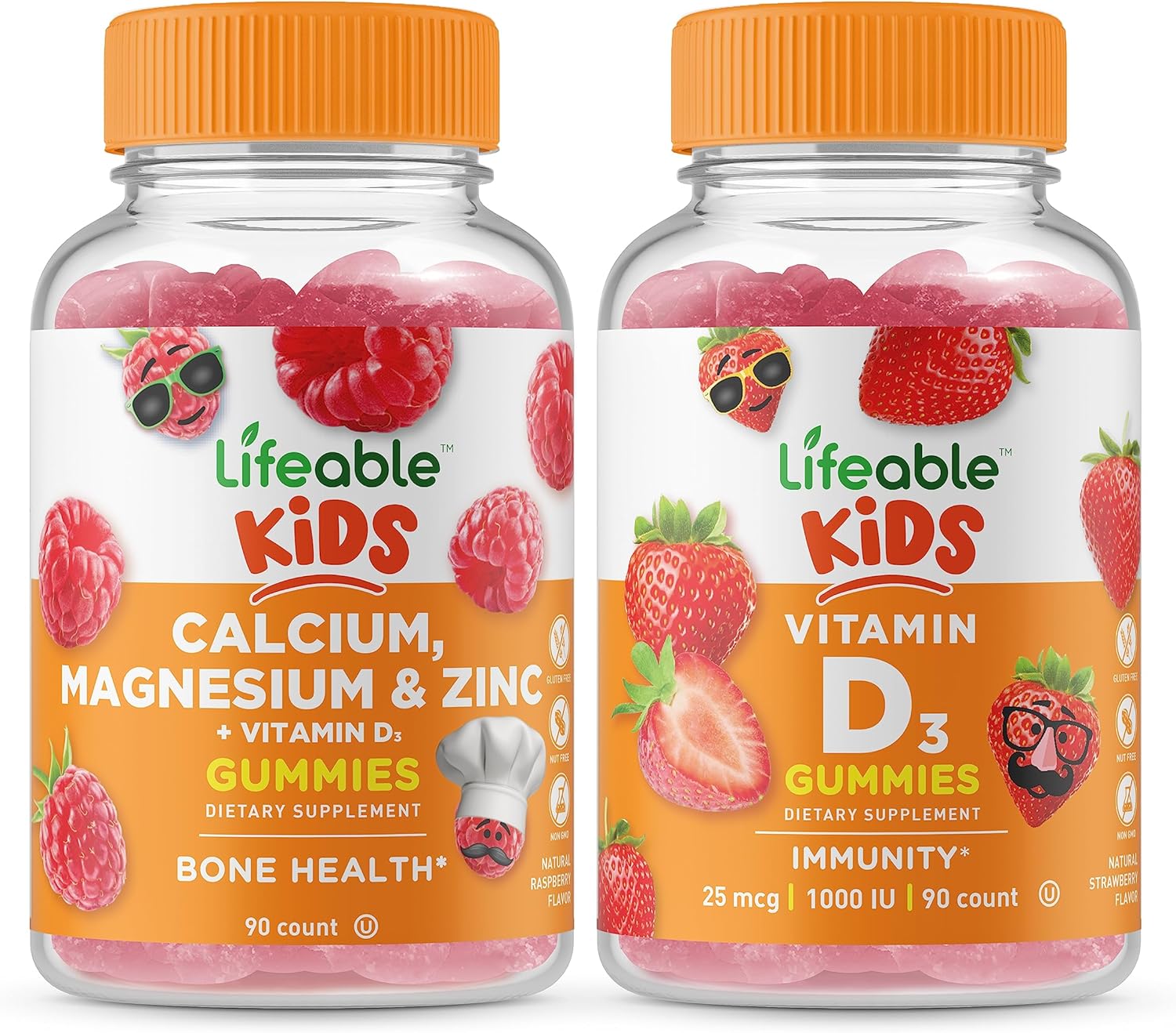 Kids' Bundle: Calcium, Magnesium, Zinc, & Vitamin D Gummies - Delicious & Nutritious Supplement for Children, Gluten & GMO Free